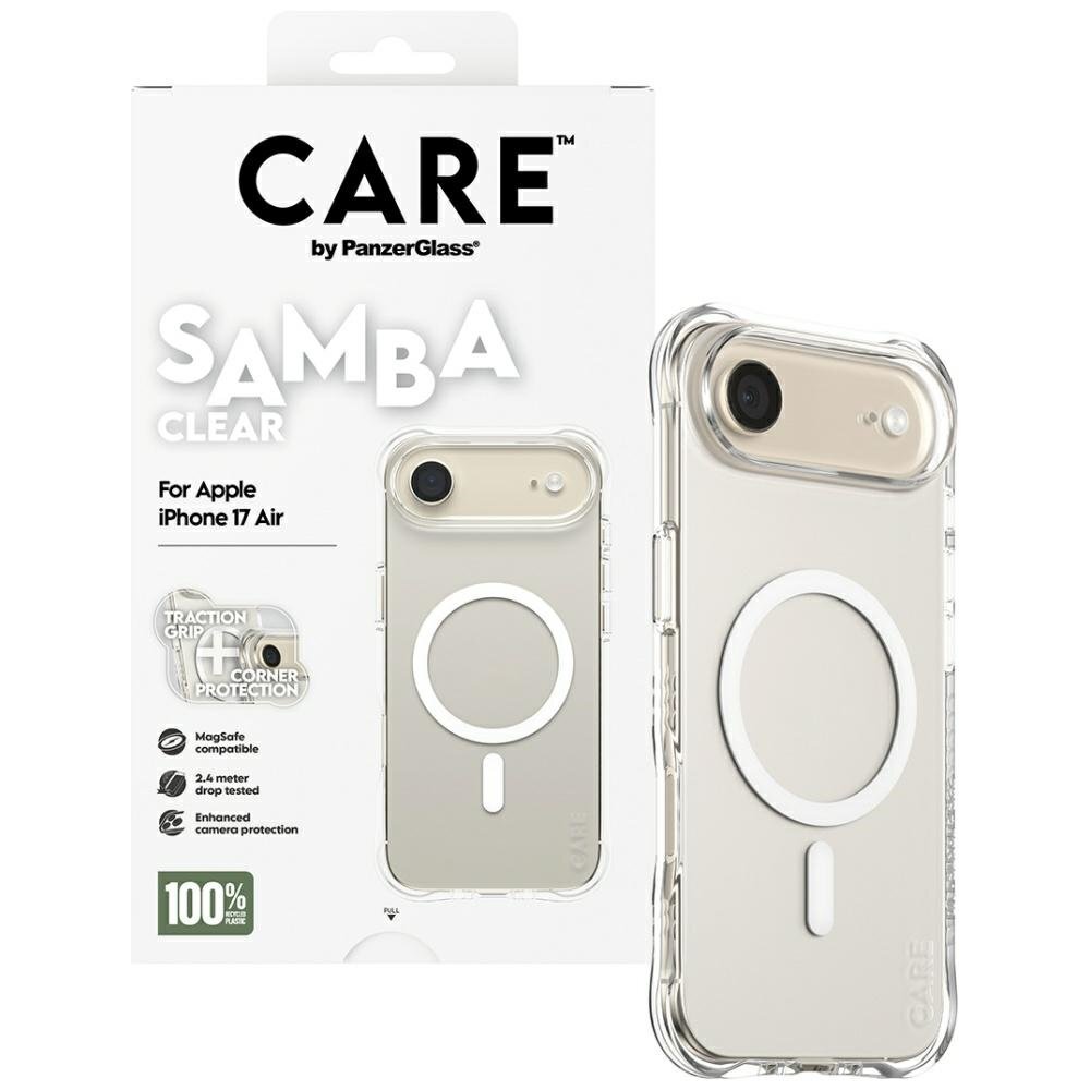 iPhone Air dėklas CARE by PanzerGlass Fashionable Samba, su balta MagSafe – skaidrus 3