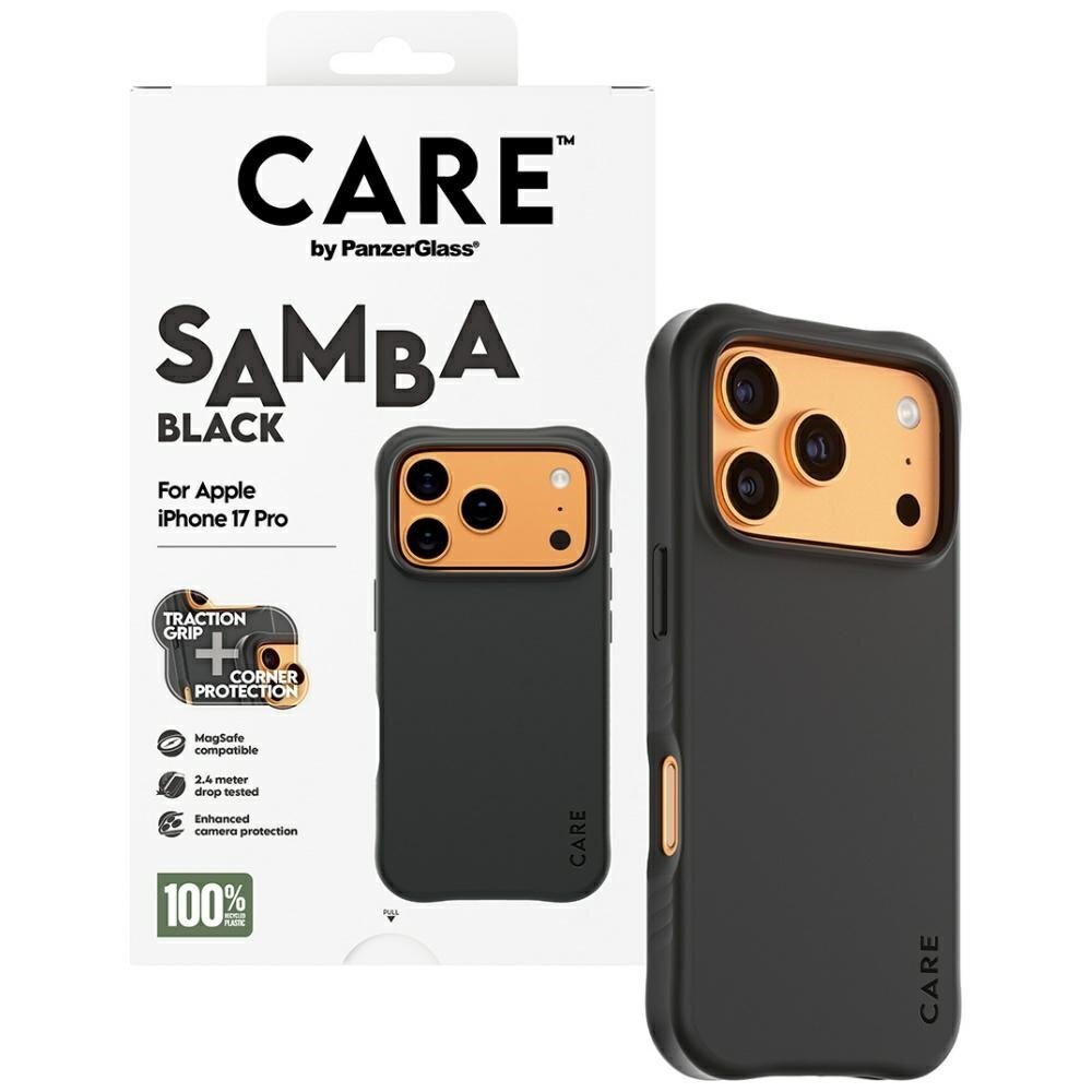 iPhone 17 Pro CARE by PanzerGlass Fashionable Samba MagSafe dėklas – juodas 3