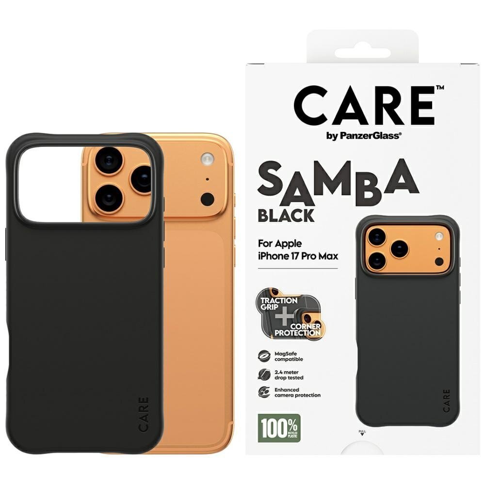 iPhone 17 Pro Max CARE by PanzerGlass Fashionable Samba MagSafe dėklas – juodas