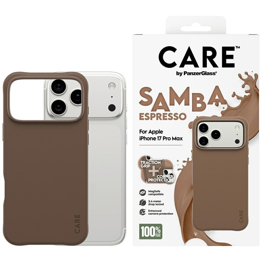 iPhone 17 Pro Max dėklas CARE by PanzerGlass Fashionable Samba MagSafe – rudas