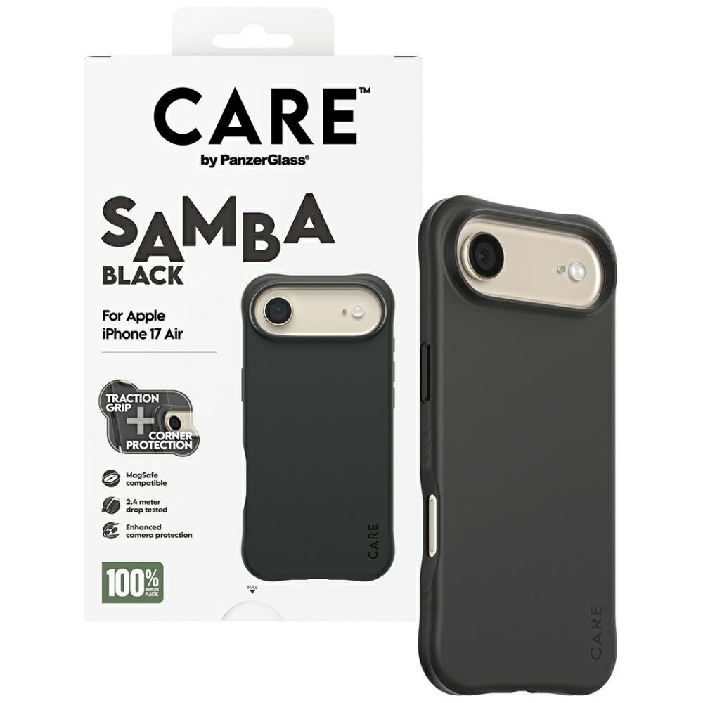 iPhone Air dėklas CARE by PanzerGlass Fashionable Samba, MagSafe – juodas 3