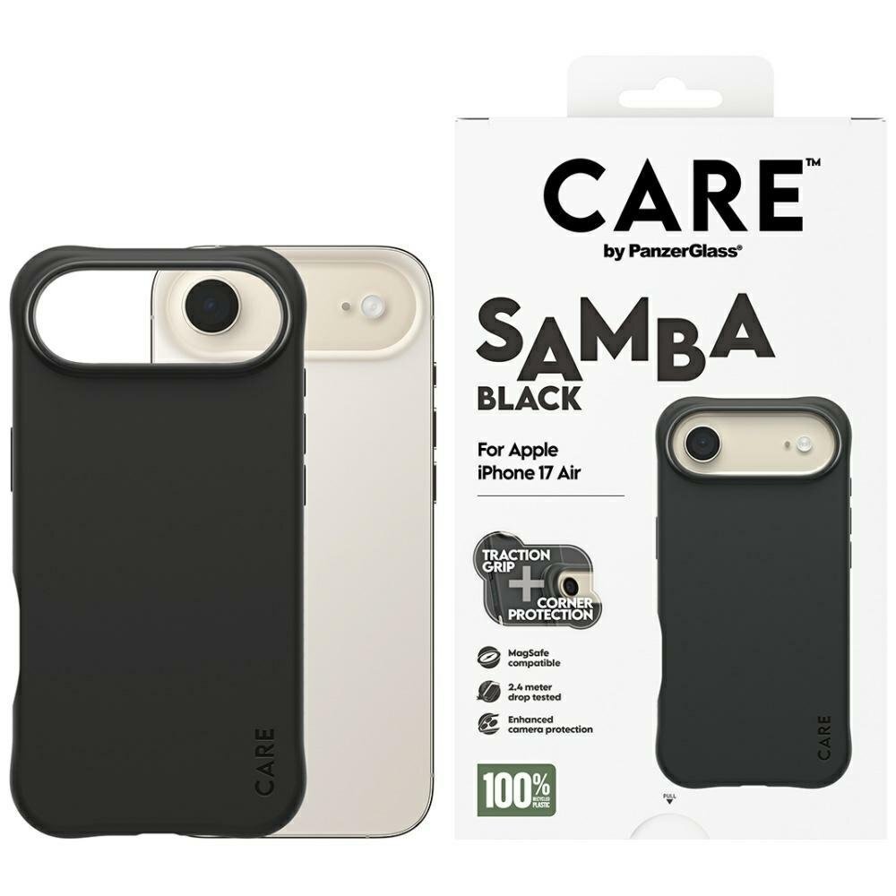 iPhone Air dėklas CARE by PanzerGlass Fashionable Samba, MagSafe – juodas