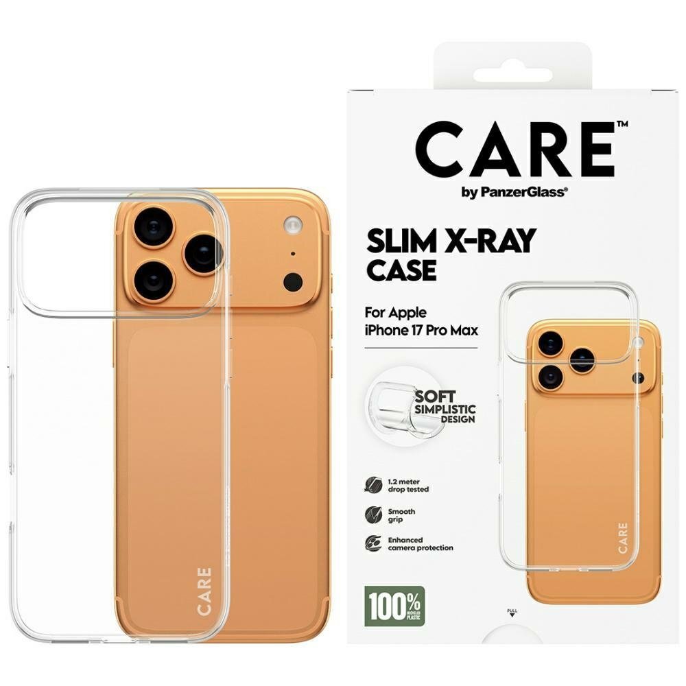 iPhone 17 Pro Max CARE by PanzerGlass stilingas X-Ray Soft Basic dėklas – skaidrus iPhone 17 Pro Max CARE by PanzerGlass stilingas X-Ray Soft Basic dėklas – skaidrus