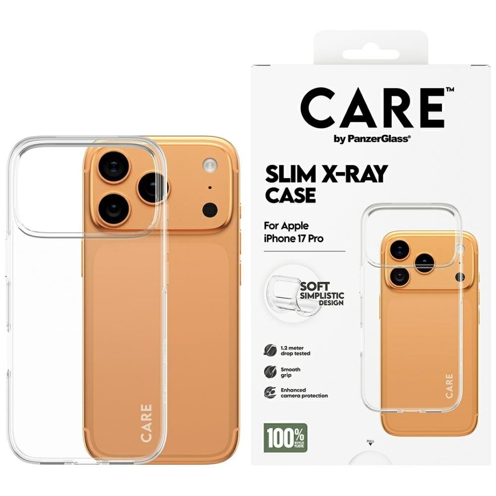 iPhone 17 Pro dėklas CARE by PanzerGlass Fashionable X-Ray Soft Basic – permatomas iPhone 17 Pro dėklas CARE by PanzerGlass Fashionable X-Ray Soft Basic – permatomas
