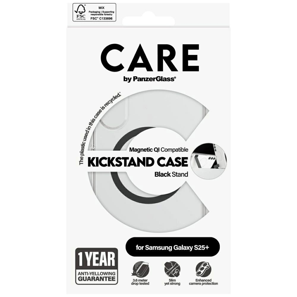 CARE by PanzerGlass Feature Juodas Kickstand  QI Dėklas Samsung Galaxy S25+ - Permatomas 3