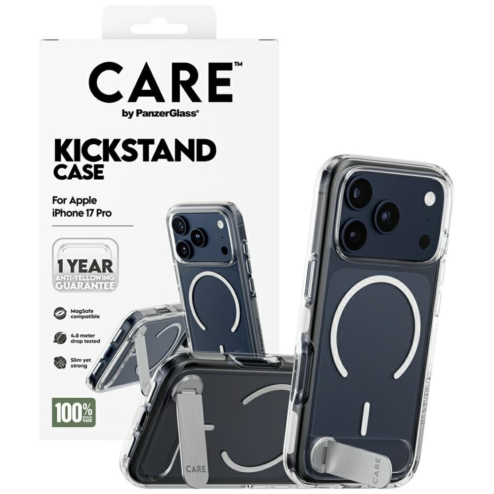 iPhone 17 Pro CARE by PanzerGlass Feature dėklas su atrama ir MagSafe – skaidrus 3 iPhone 17 Pro CARE by PanzerGlass Feature dėklas su atrama ir MagSafe – skaidrus 3