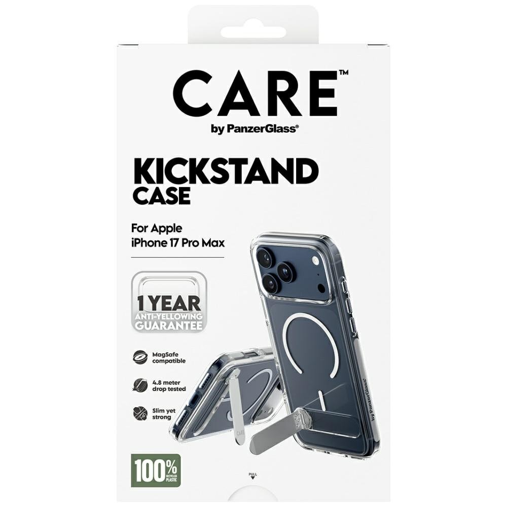 iPhone 17 Pro Max dėklas CARE by PanzerGlass Feature su atrama, MagSafe – skaidrus 4 iPhone 17 Pro Max dėklas CARE by PanzerGlass Feature su atrama, MagSafe – skaidrus 4