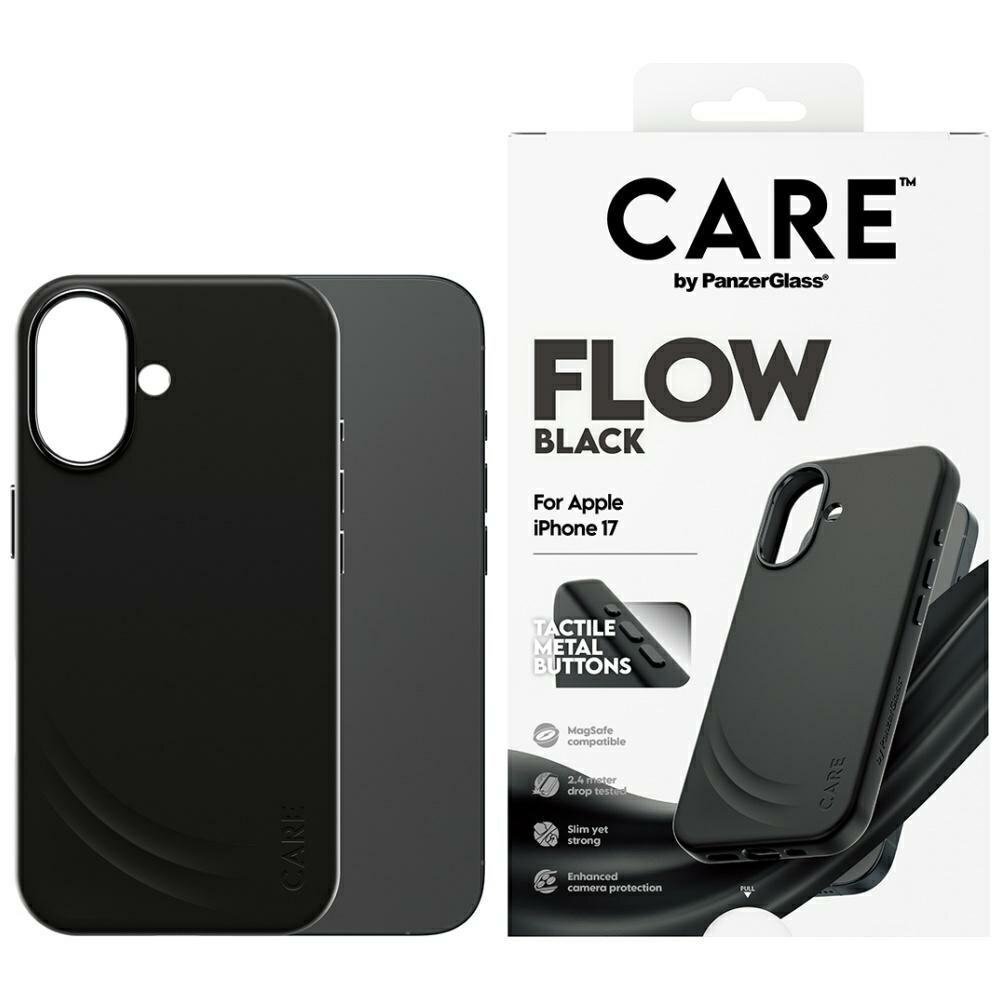 iPhone 17 dėklas CARE by PanzerGlass Feature FLOW, MagSafe – juodas