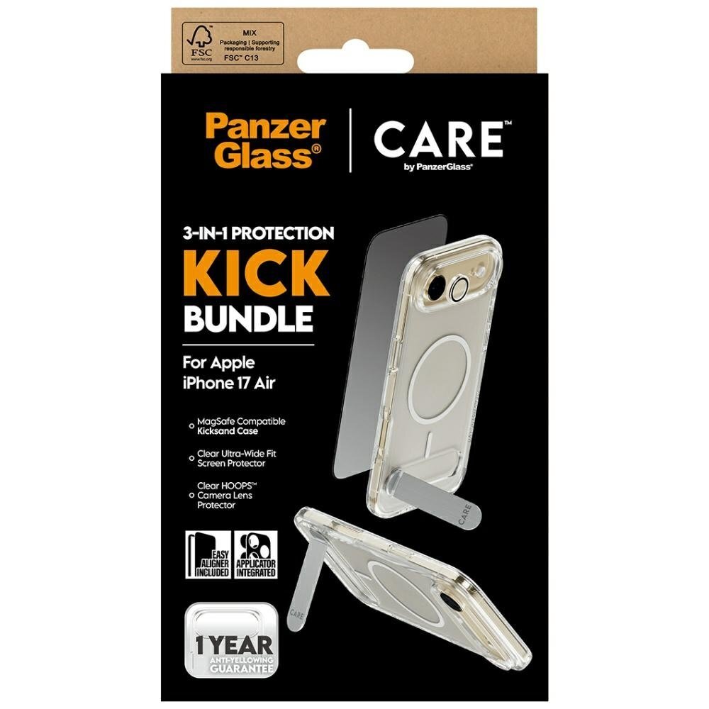 iPhone Air CARE by PanzerGlass Feature Kick 3in1 rinkinys (dėklas + stiklas + kameros apsauga) 4