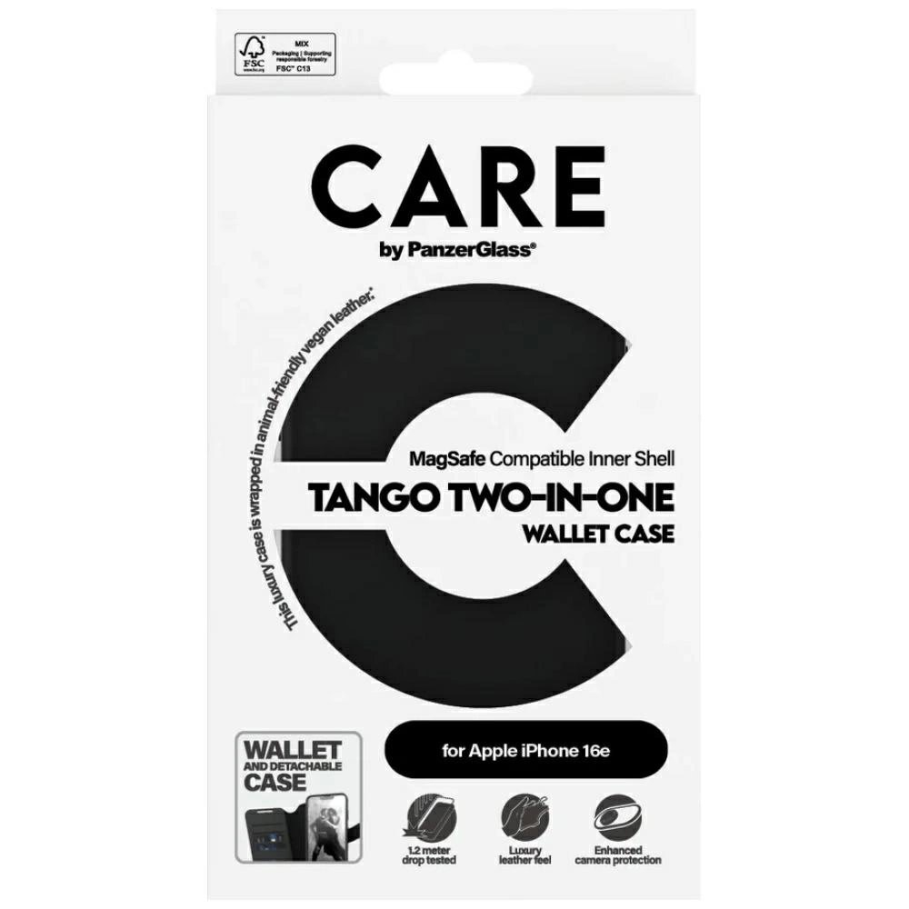 iPhone 16e CARE by PanzerGlass Feature Tango 2in1 Wallet dėklas - juodas 3 iPhone 16e CARE by PanzerGlass Feature Tango 2in1 Wallet dėklas - juodas 3