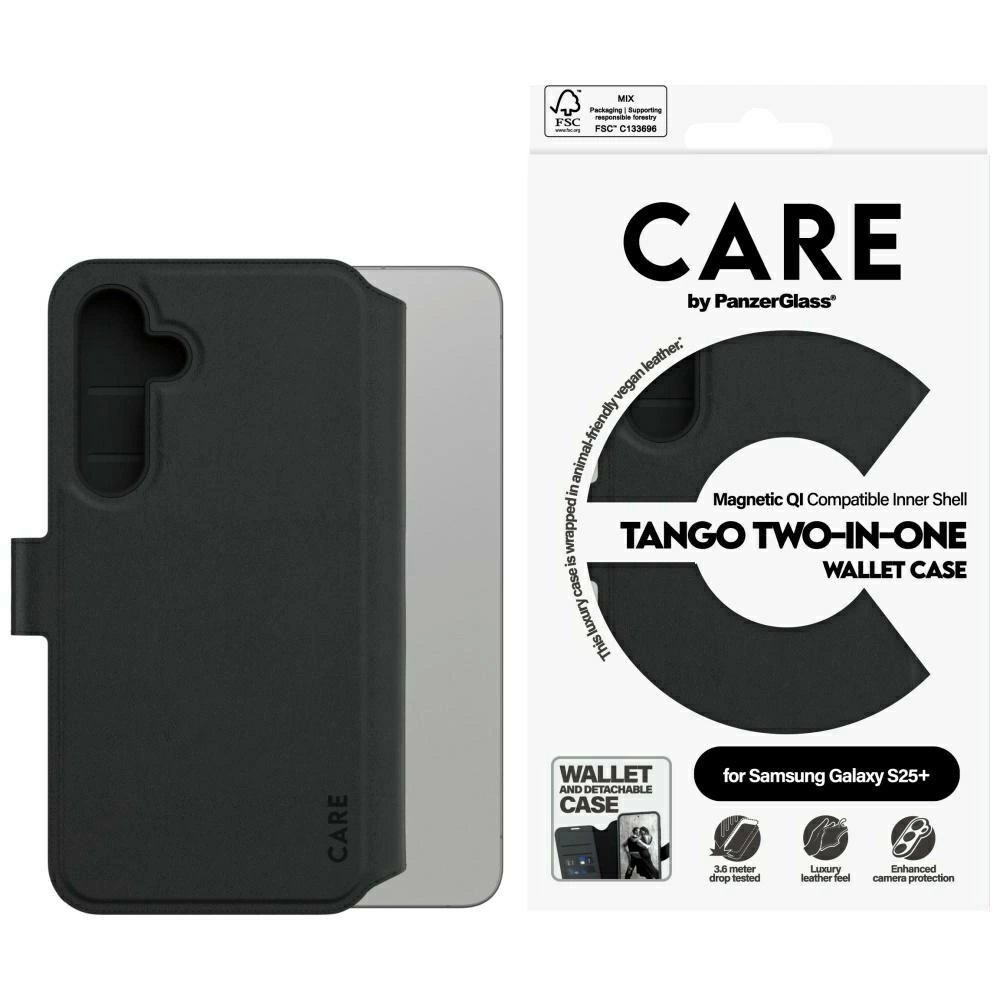 CARE by PanzerGlass Feature Tango 2in1 Piniginės tipo Dėklas skirtas Samsung Galaxy S25+ - Juodas