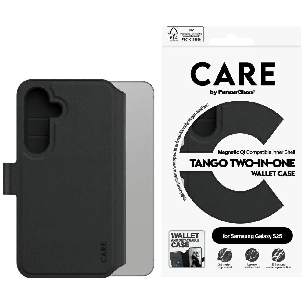 CARE by PanzerGlass Feature Tango 2in1 Piniginės tipo Dėklas skirtas Samsung Galaxy S25 - Juodas CARE by PanzerGlass Feature Tango 2in1 Piniginės tipo Dėklas skirtas Samsung Galaxy S25 - Juodas