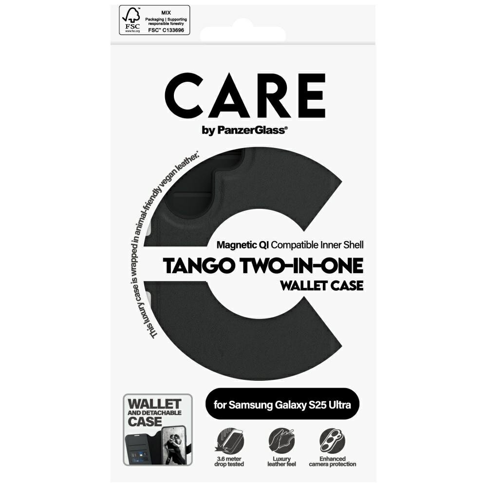 Samsung Galaxy S25 Ultra CARE by PanzerGlass Feature Tango 2in1 piniginės tipo dėklas – juodas 4