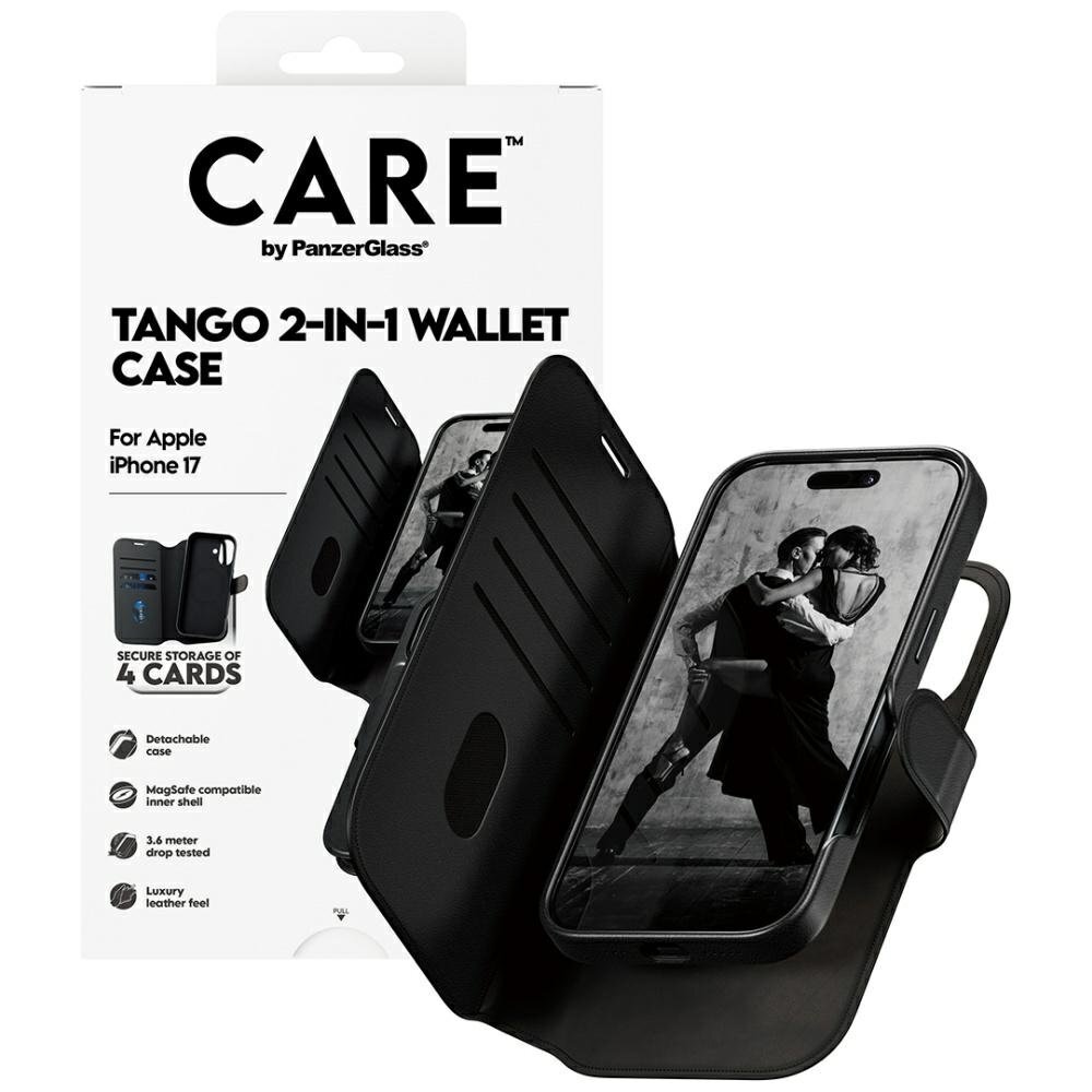 iPhone 17 CARE by PanzerGlass Feature Tango 2in1 Wallet MagSafe dėklas – juodas 3 iPhone 17 CARE by PanzerGlass Feature Tango 2in1 Wallet MagSafe dėklas – juodas 3