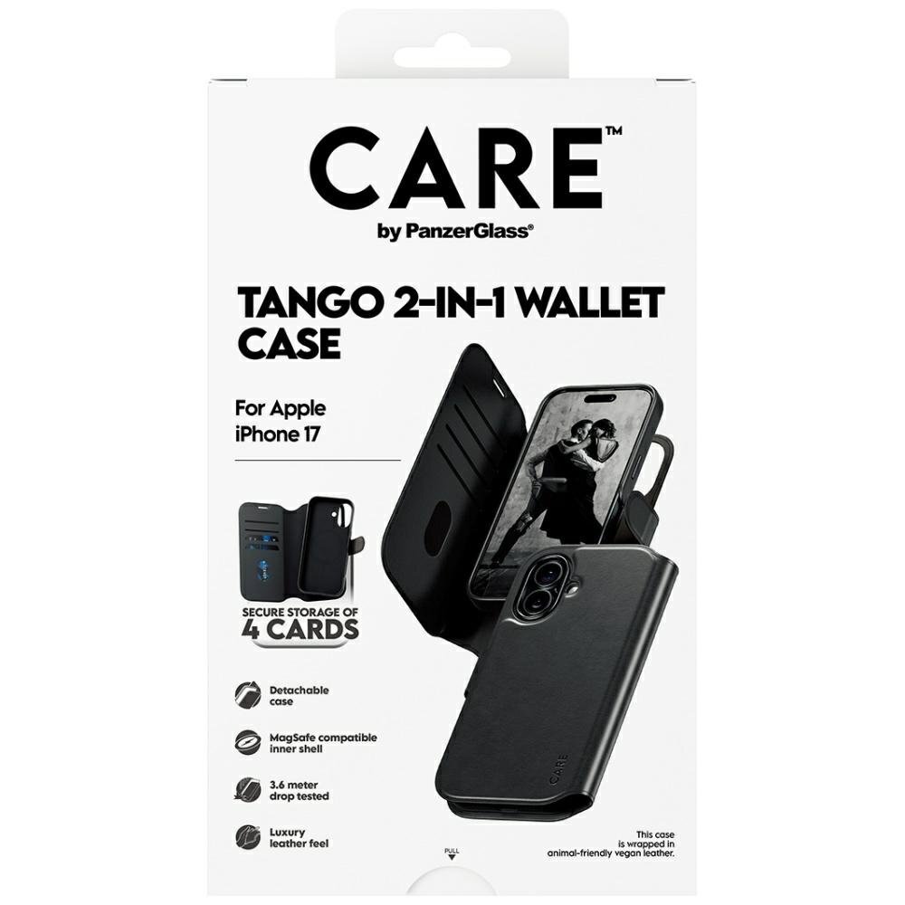 iPhone 17 CARE by PanzerGlass Feature Tango 2in1 Wallet MagSafe dėklas – juodas 4
