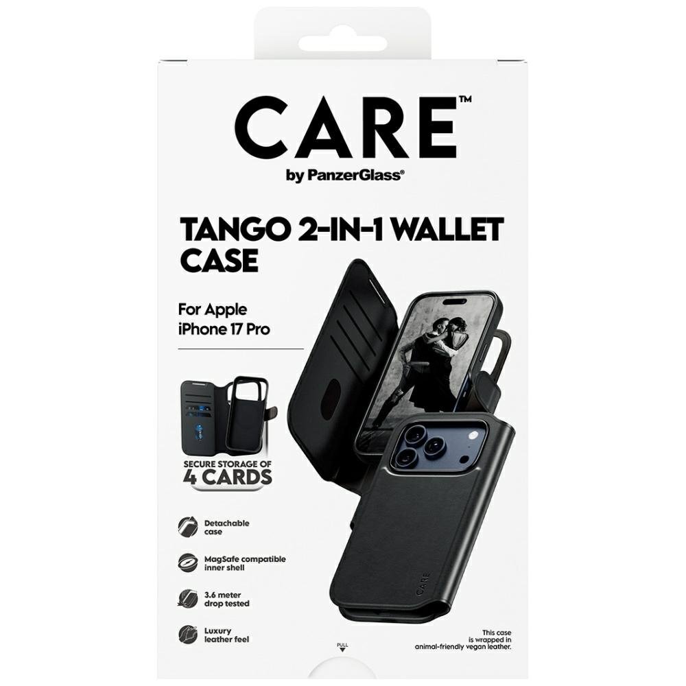 iPhone 17 Pro CARE by PanzerGlass Feature Tango 2in1 Wallet MagSafe dėklas – juodas 4