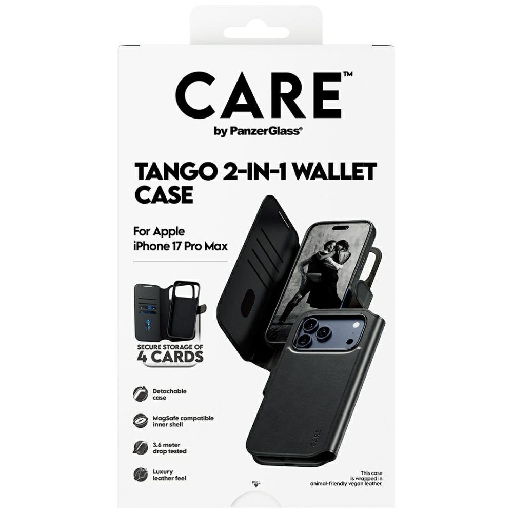 iPhone 17 Pro Max CARE by PanzerGlass Feature Tango 2in1 Wallet MagSafe dėklas – juodas 4
