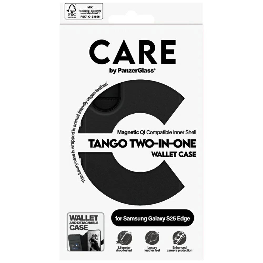 Samsung Galaxy S25 Edge dėklas CARE by PanzerGlass Feature Tango 2in1 Wallet Qi – juodas 4 Samsung Galaxy S25 Edge dėklas CARE by PanzerGlass Feature Tango 2in1 Wallet Qi – juodas 4