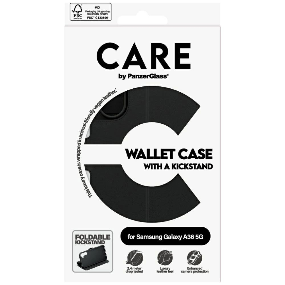Samsung Galaxy A36 5G – CARE by PanzerGlass Feature Wallet Kickstand dėklas - Juodas 4 Samsung Galaxy A36 5G – CARE by PanzerGlass Feature Wallet Kickstand dėklas - Juodas 4