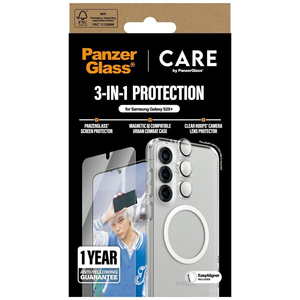 CARE by PanzerGlass Flagship 3in1 Dėklas + Stiklas + Kameros apsauga Samsung Galaxy S25+ 3 CARE by PanzerGlass Flagship 3in1 Dėklas + Stiklas + Kameros apsauga Samsung Galaxy S25+ 3