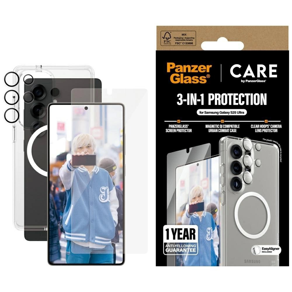 CARE by PanzerGlass Flagship 3in1 Dėklas + Stiklas + Kameros apsauga Samsung Galaxy S25 Ultra CARE by PanzerGlass Flagship 3in1 Dėklas + Stiklas + Kameros apsauga Samsung Galaxy S25 Ultra