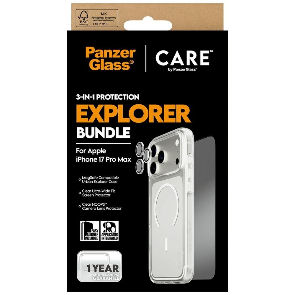 iPhone 17 Pro Max CARE by PanzerGlass Flagship Explorer 3in1 rinkinys (dėklas + stiklas + kameros apsauga) 4 iPhone 17 Pro Max CARE by PanzerGlass Flagship Explorer 3in1 rinkinys (dėklas + stiklas + kameros apsauga) 4