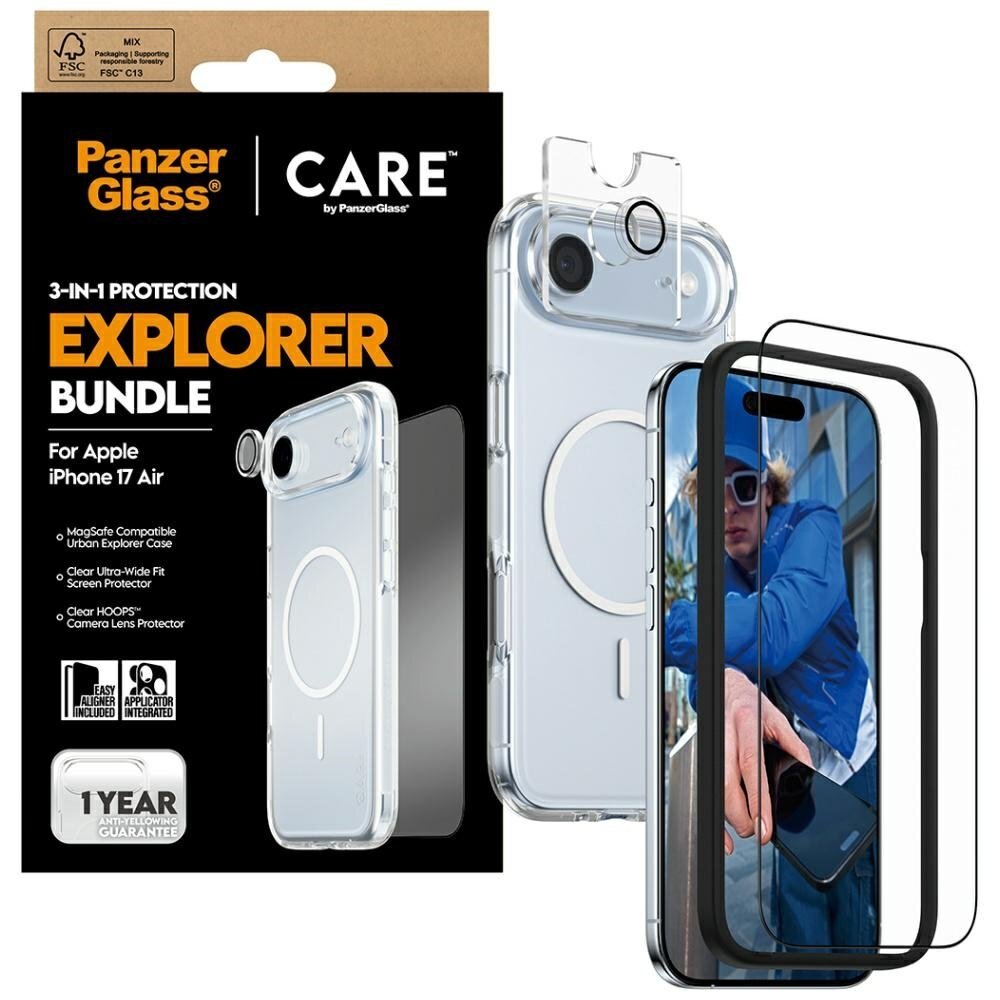 iPhone Air CARE by PanzerGlass Flagship Explorer 3in1 rinkinys (dėklas + stiklas + kameros apsauga) 3 iPhone Air CARE by PanzerGlass Flagship Explorer 3in1 rinkinys (dėklas + stiklas + kameros apsauga) 3