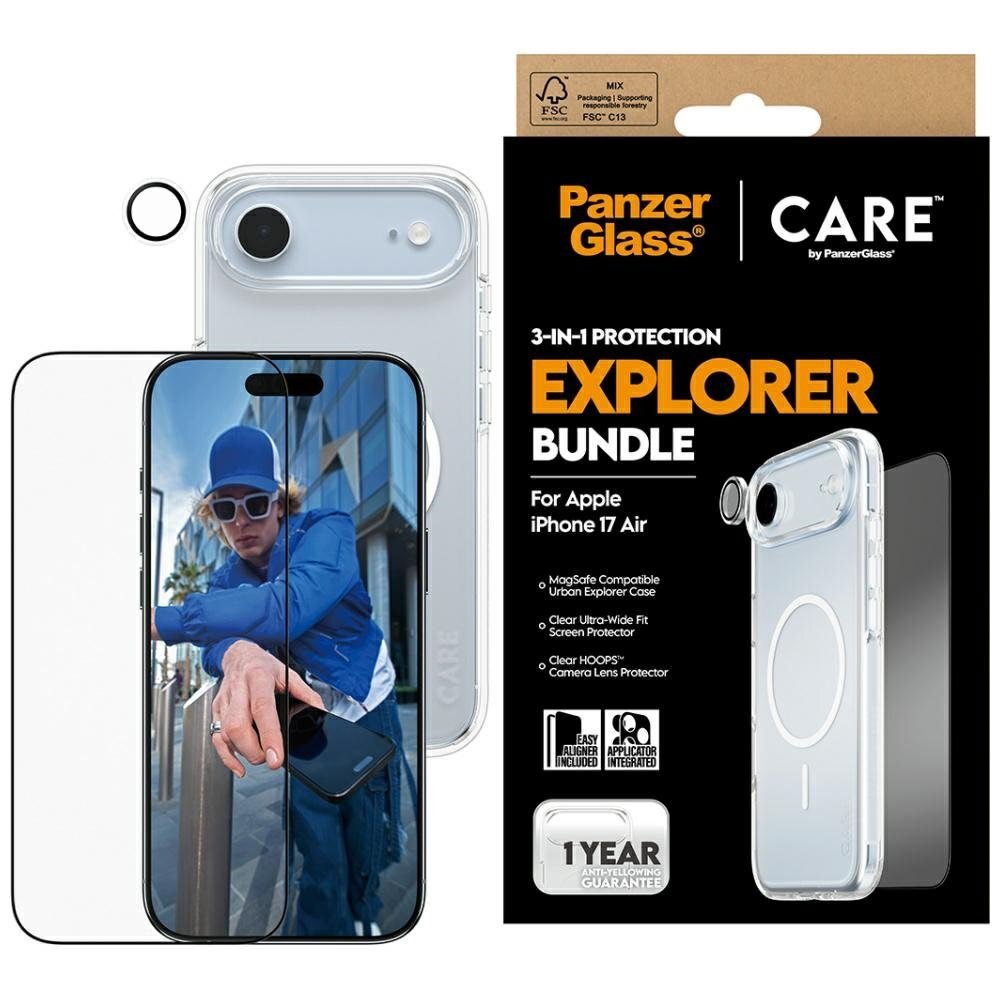 iPhone Air CARE by PanzerGlass Flagship Explorer 3in1 rinkinys (dėklas + stiklas + kameros apsauga) iPhone Air CARE by PanzerGlass Flagship Explorer 3in1 rinkinys (dėklas + stiklas + kameros apsauga)