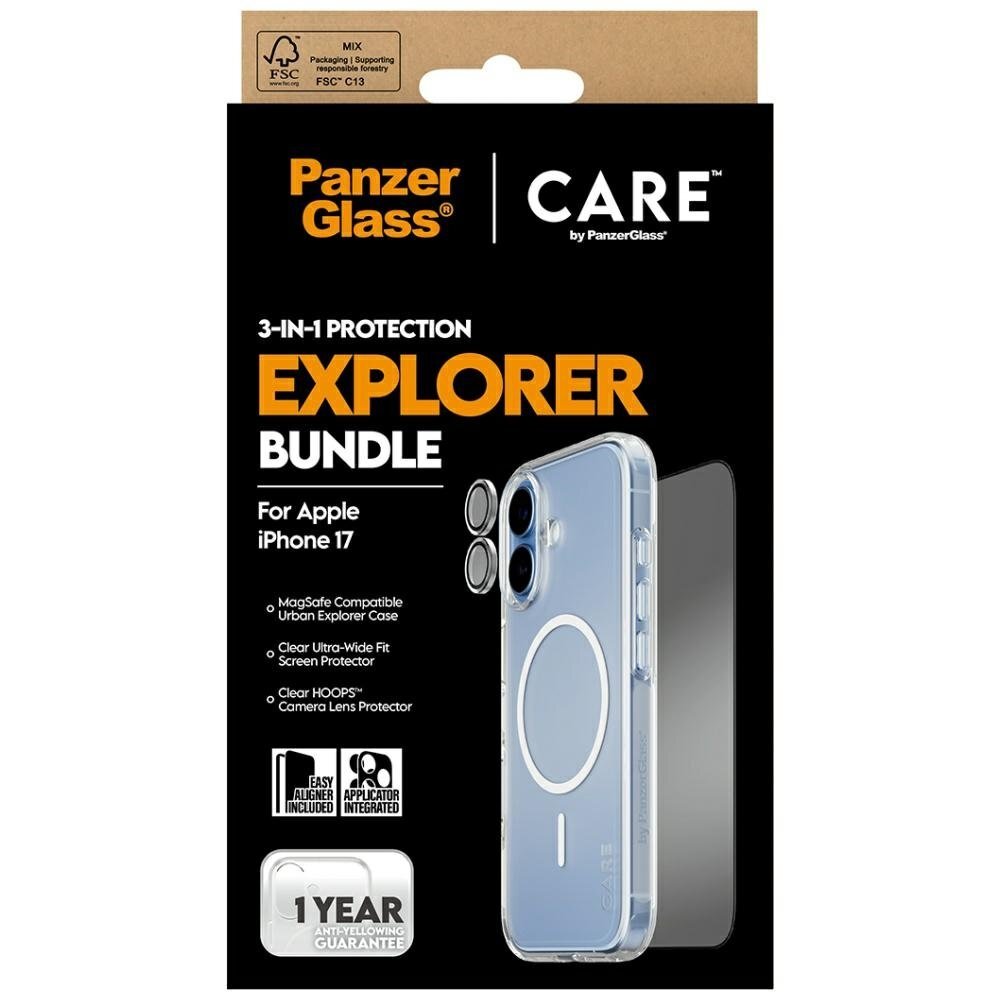 iPhone 17 CARE by PanzerGlass Flagship Explorer 3in1 rinkinys (dėklas + stiklas + kameros apsauga) 4
