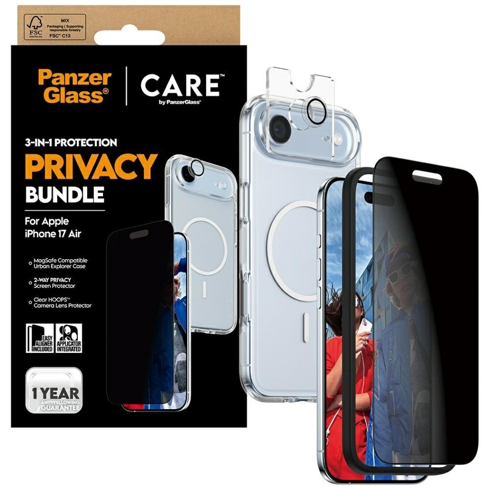 iPhone Air CARE by PanzerGlass Flagship Privacy 3in1 rinkinys (dėklas + privatumo stiklas + kameros apsauga) 4 iPhone Air CARE by PanzerGlass Flagship Privacy 3in1 rinkinys (dėklas + privatumo stiklas + kameros apsauga) 4