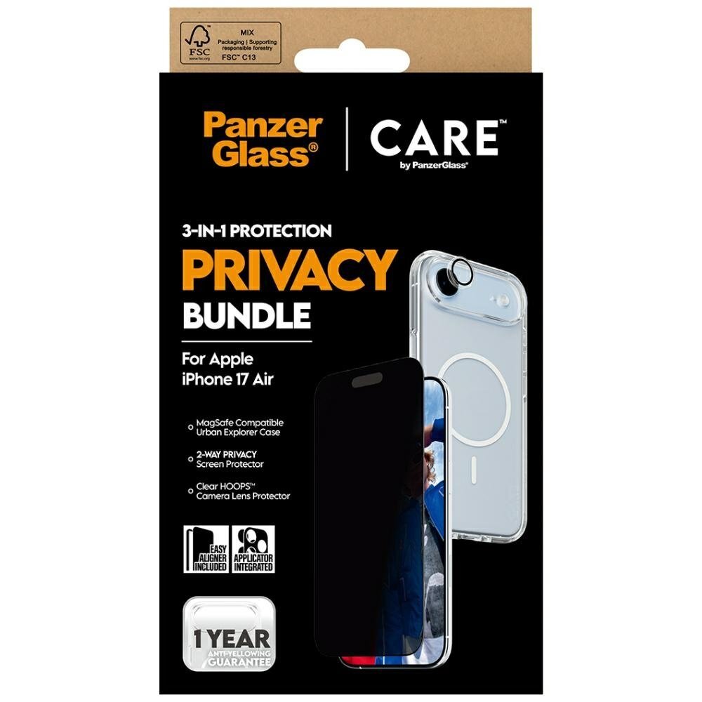 iPhone Air CARE by PanzerGlass Flagship Privacy 3in1 rinkinys (dėklas + privatumo stiklas + kameros apsauga) 5 iPhone Air CARE by PanzerGlass Flagship Privacy 3in1 rinkinys (dėklas + privatumo stiklas + kameros apsauga) 5