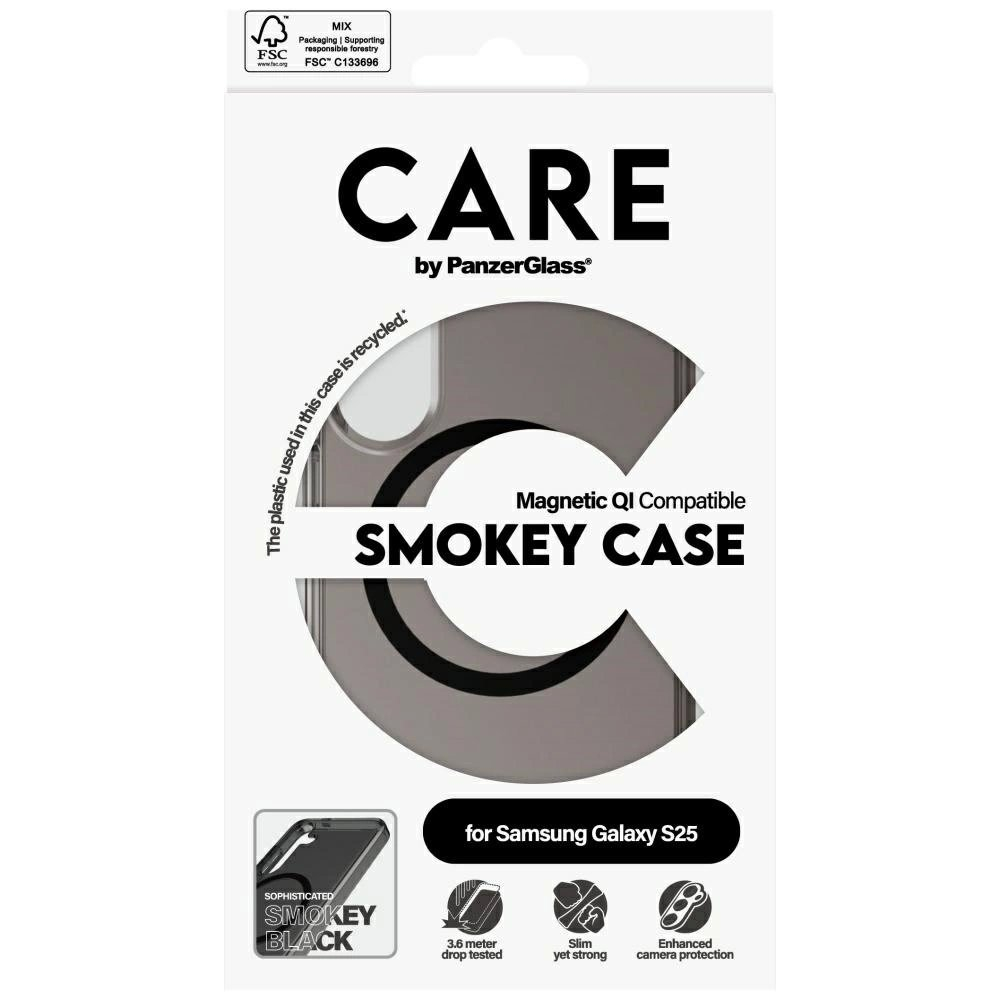 CARE by PanzerGlass Flagship Urban Combat Black QI Dėklas Samsung Galaxy S25 - Semi-Permatomas Smoke 3 CARE by PanzerGlass Flagship Urban Combat Black QI Dėklas Samsung Galaxy S25 - Semi-Permatomas Smoke 3