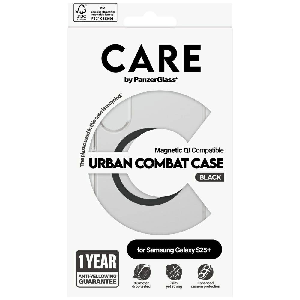 CARE by PanzerGlass Flagship Urban Combat Juodas QI Dėklas skirtas Samsung Galaxy S25+ - Permatomas 3