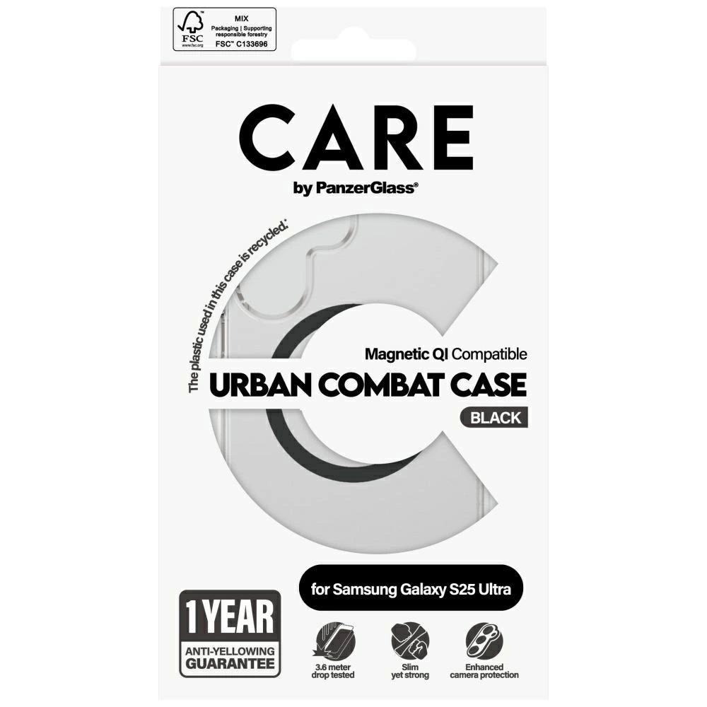 CARE by PanzerGlass Flagship Urban Combat Juodas QI Dėklas skirtas Samsung Galaxy S25 Ultra - Permatomas 3
