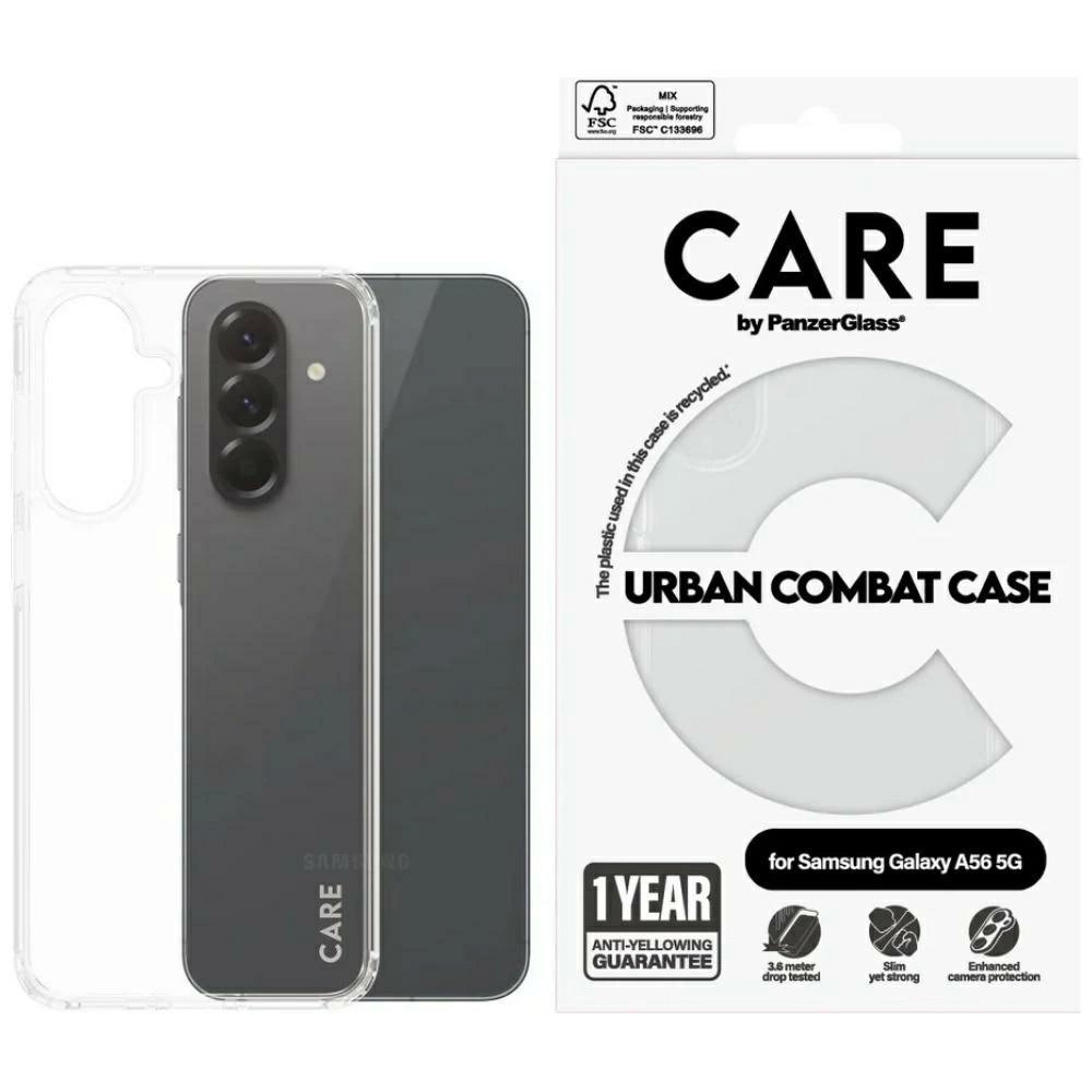 Samsung Galaxy A56 5G CARE by PanzerGlass Flagship Urban Combat dėklas - permatomas