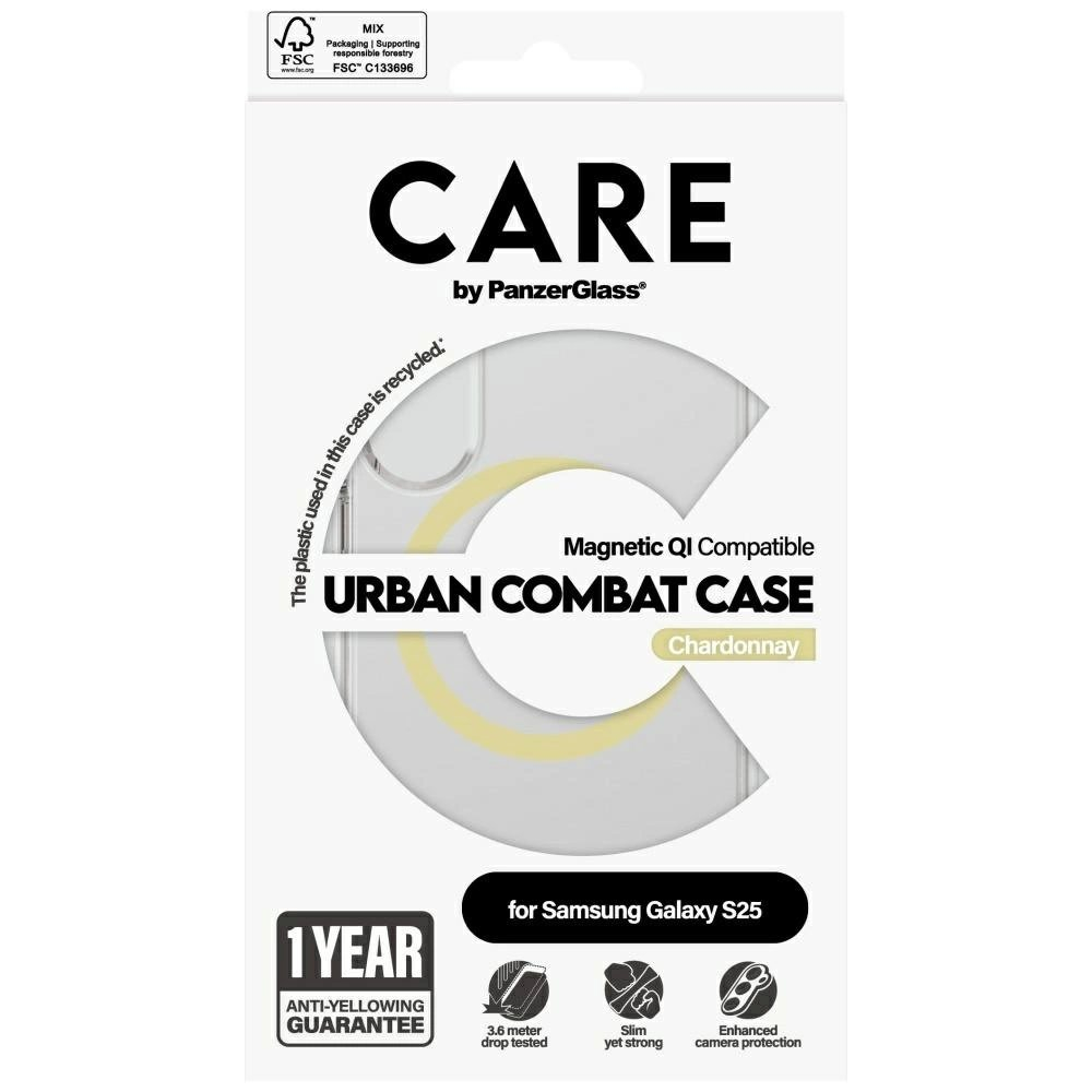 CARE by PanzerGlass Flagship Urban Combat Chardonnay QI Dėklas Samsung Galaxy S25 - Permatomas 3 CARE by PanzerGlass Flagship Urban Combat Chardonnay QI Dėklas Samsung Galaxy S25 - Permatomas 3