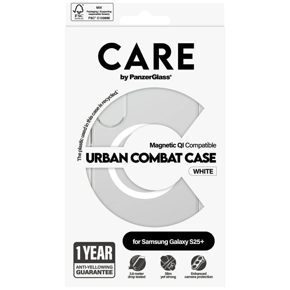 CARE by PanzerGlass Flagship Urban Combat Baltas QI Dėklas skirtas Samsung Galaxy S25+ - Permatomas 3