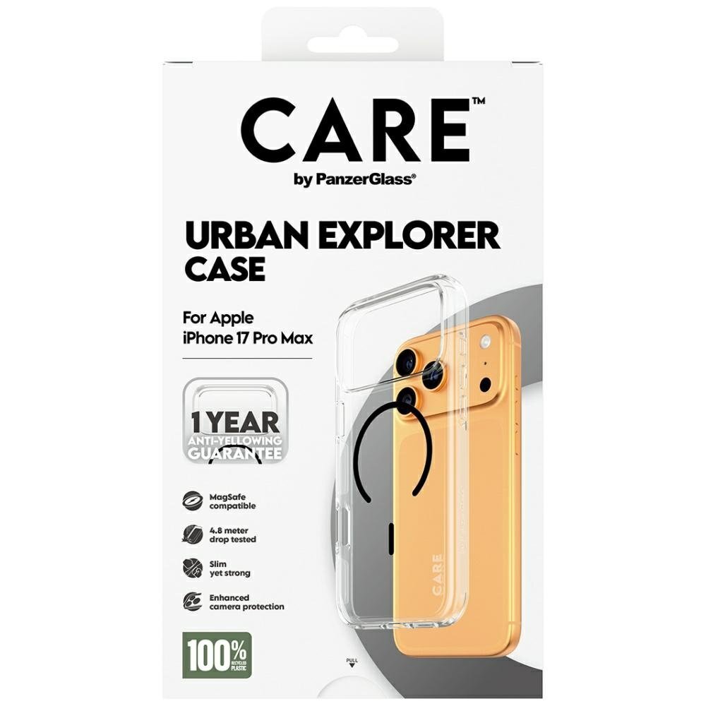 iPhone 17 Pro Max CARE by PanzerGlass Flagship Urban Explorer dėklas su juodu MagSafe – skaidrus 4 iPhone 17 Pro Max CARE by PanzerGlass Flagship Urban Explorer dėklas su juodu MagSafe – skaidrus 4