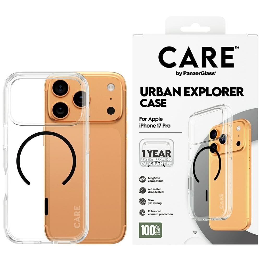 iPhone 17 Pro CARE by PanzerGlass Flagship Urban Explorer MagSafe dėklas – skaidrus