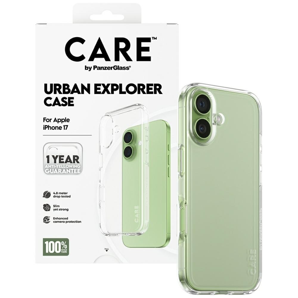 iPhone 17 CARE by PanzerGlass Flagship Urban Explorer dėklas su skaidriu rėmeliu – skaidrus 3