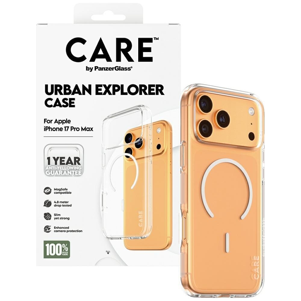 iPhone 17 Pro Max CARE by PanzerGlass Flagship Urban Explorer dėklas su baltu MagSafe – skaidrus 3