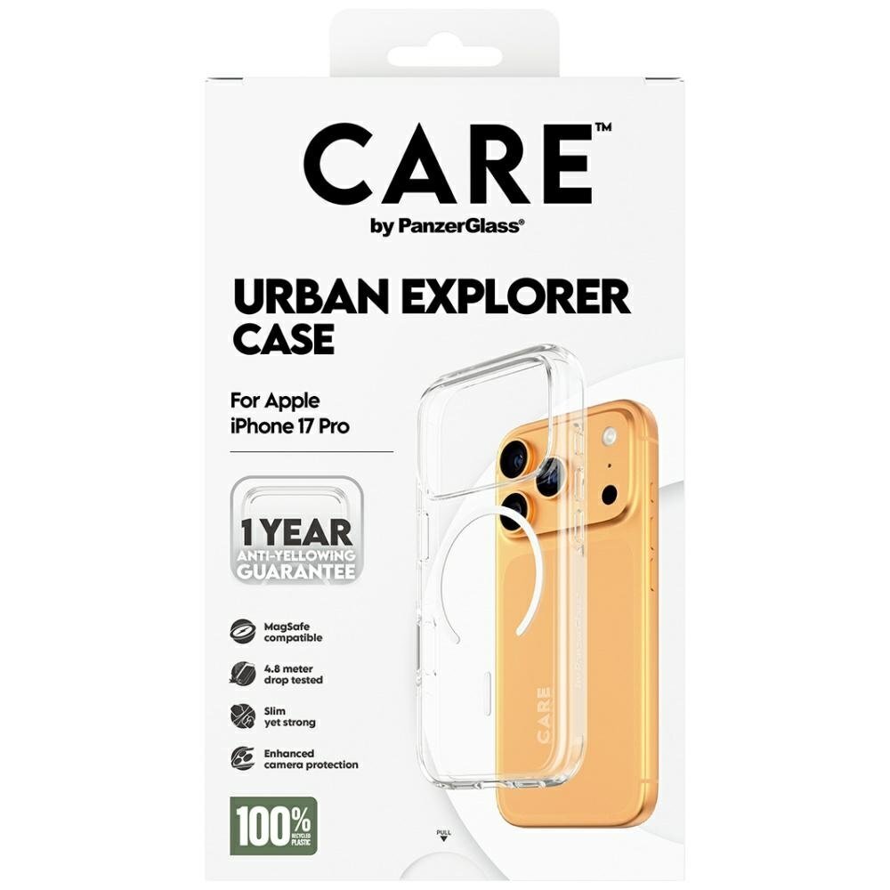 iPhone 17 Pro CARE by PanzerGlass Flagship Urban Explorer dėklas su baltu MagSafe – skaidrus 4
