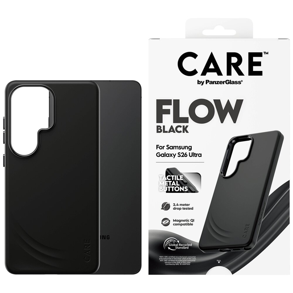 Samsung Galaxy S26 Ultra CARE by PanzerGlass Flow Qi dėklas – juodas