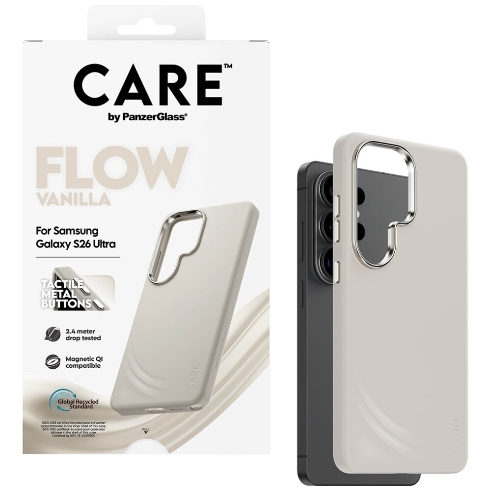 Samsung Galaxy S26 CARE by PanzerGlass Flow Vanilla Qi dėklas – smėlio spalvos 3