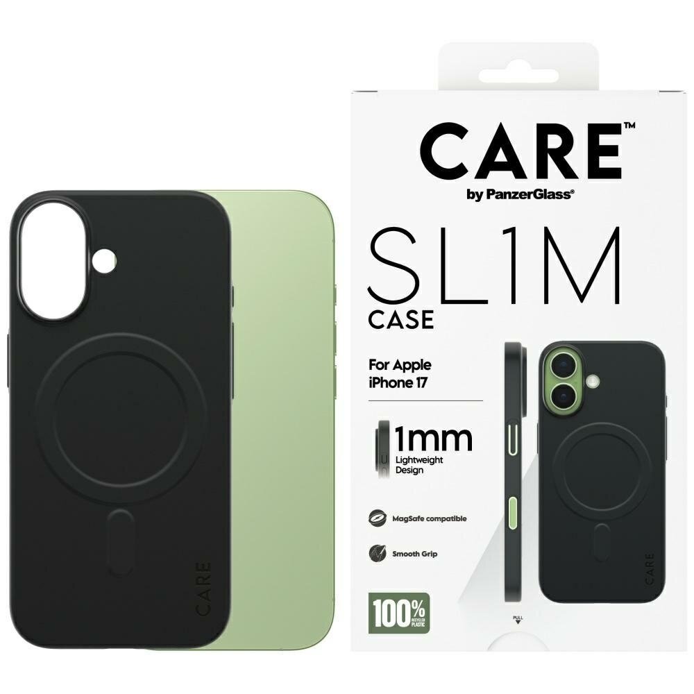 iPhone 17 CARE by PanzerGlass SL1M MagSafe dėklas – juodas