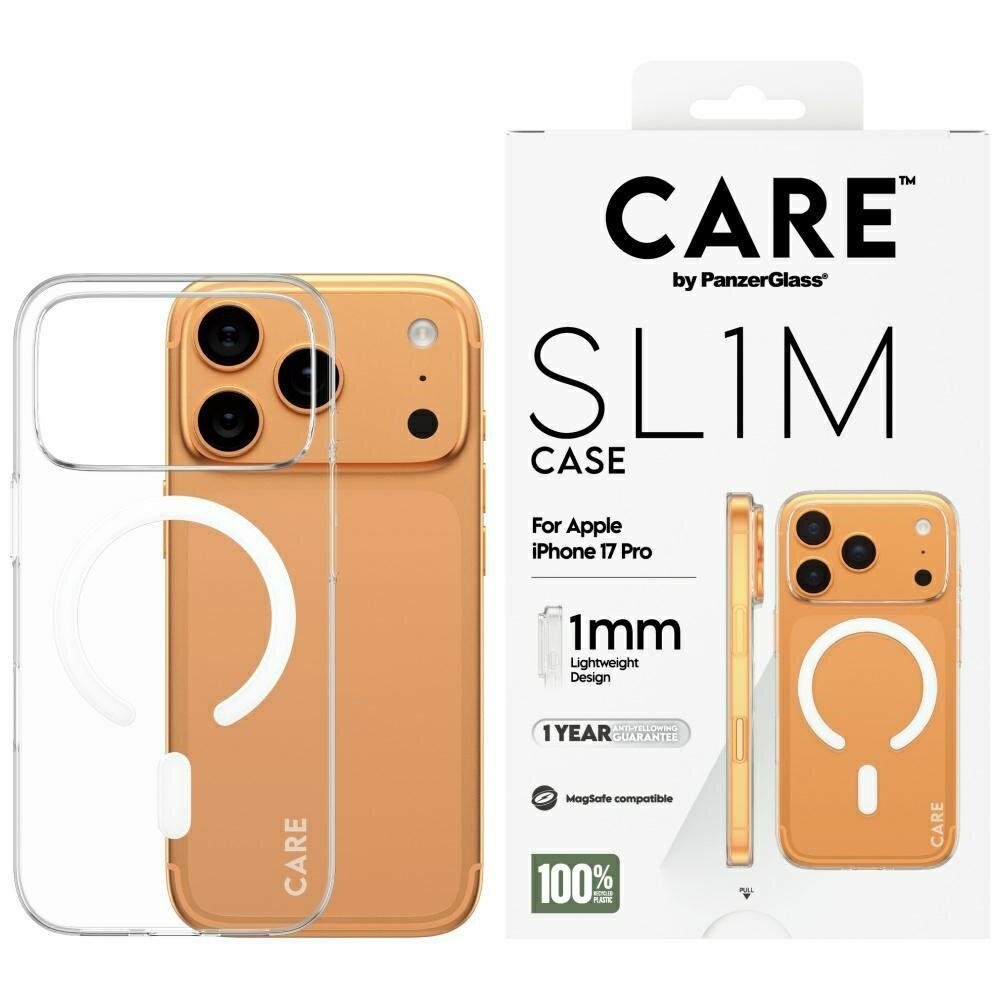 iPhone 17 Pro CARE by PanzerGlass SL1M MagSafe dėklas – skaidrus iPhone 17 Pro CARE by PanzerGlass SL1M MagSafe dėklas – skaidrus