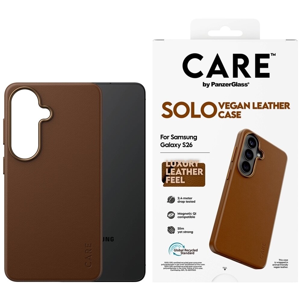 Samsung Galaxy S26 CARE by PanzerGlass Solo dėklas – rudas Samsung Galaxy S26 CARE by PanzerGlass Solo dėklas – rudas