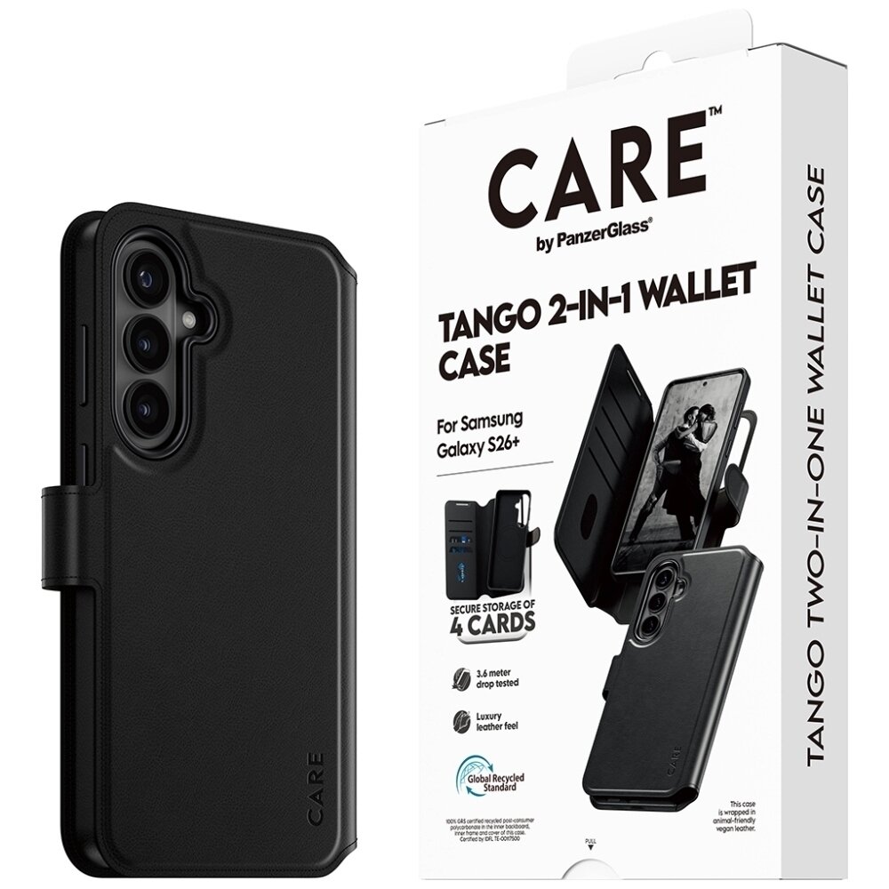 Samsung Galaxy S26+ CARE by PanzerGlass Tango 2in1 Wallet dėklas – juodas 5 Samsung Galaxy S26+ CARE by PanzerGlass Tango 2in1 Wallet dėklas – juodas 5