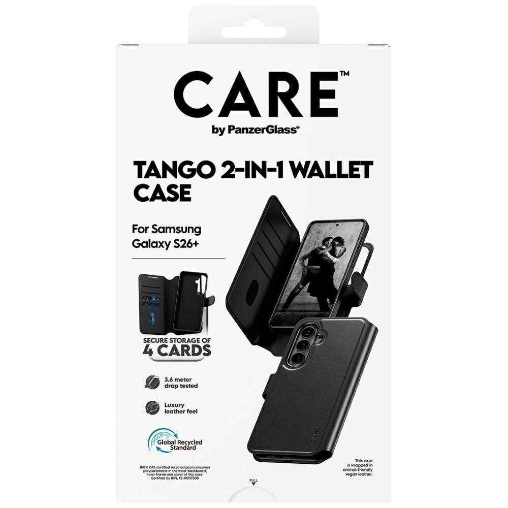 Samsung Galaxy S26+ CARE by PanzerGlass Tango 2in1 Wallet dėklas – juodas 6 Samsung Galaxy S26+ CARE by PanzerGlass Tango 2in1 Wallet dėklas – juodas 6