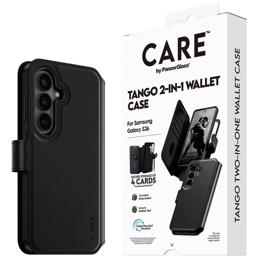 Samsung Galaxy S26 CARE by PanzerGlass Tango 2in1 Wallet dėklas – juodas 5 Samsung Galaxy S26 CARE by PanzerGlass Tango 2in1 Wallet dėklas – juodas 5